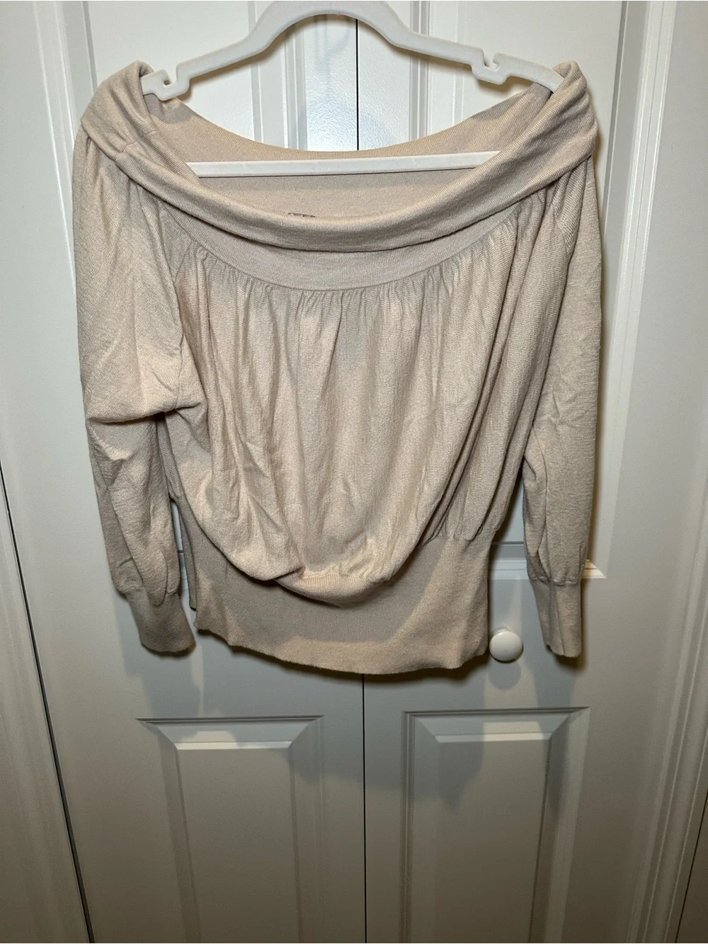 Free People Cream Off-the-Shoulder Draped Sweater NWOT Size M